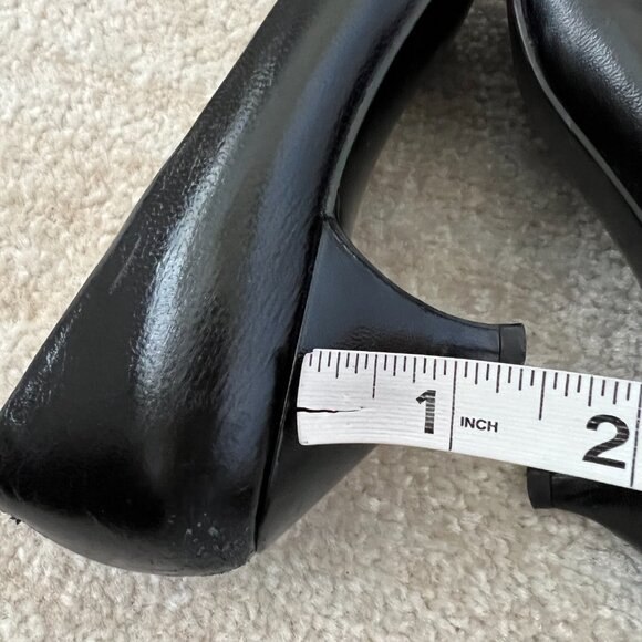 Vintage Jazz Black Leather Kitten Heel Shoes 7 Made in Spain - Picture 10 of 11
